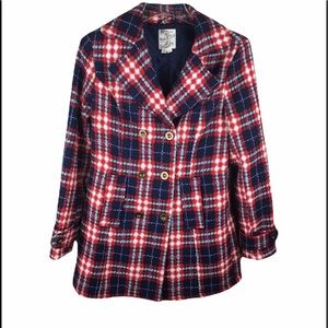 Anthropologie Tulle plaid double breasted coat